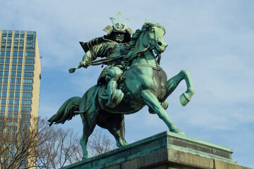 Equestrian Statue of Samurai Kusunoki Masashige in Kokyo Gaien National Garden