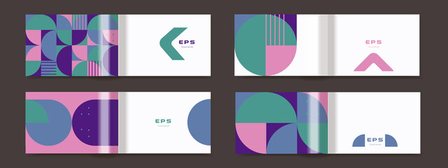 Booklet, brochure or teamlet template with design. A set of different backgrounds for print sheets.