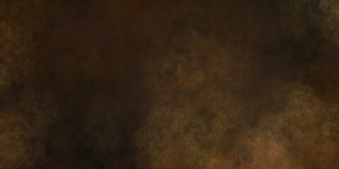 Classic brown watercolor background on black background. Painted smoke or haze in blotches design