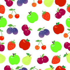 Fruits seamless pattern with colorful gradient color on white background