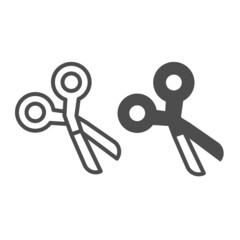 Scissors, tool, school, cut, crop line and solid icon, education concept, shears vector sign on white background, outline style icon for mobile concept and web design. Vector graphics.