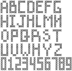 Vector font from QR code. Vector illustration