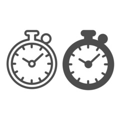 Alarm clock, timer, stopwatch, timepiece line and solid icon, education concept, watch, clock vector sign on white background, outline style icon for mobile concept and web design. Vector graphics.