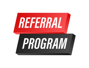 Megaphone label with referral program. Megaphone banner. Web design. Vector stock illustration