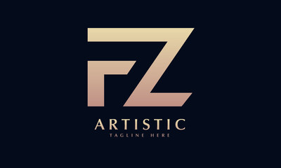 Alphabet FZ or ZF illustration monogram vector logo template