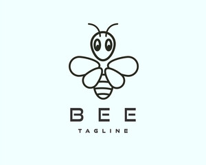 simple elegant minimalist line art bee logo template illustration