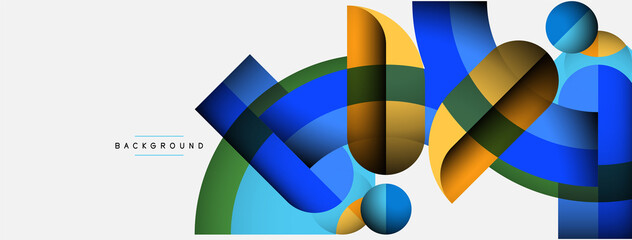 Geometric abstract background. Round shapes, circles, lines composition for wallpaper banner background or landing page