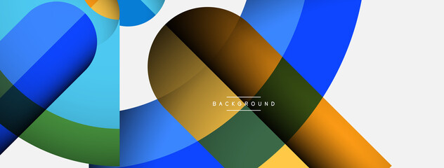 Geometric abstract background. Round shapes, circles, lines composition for wallpaper banner background or landing page