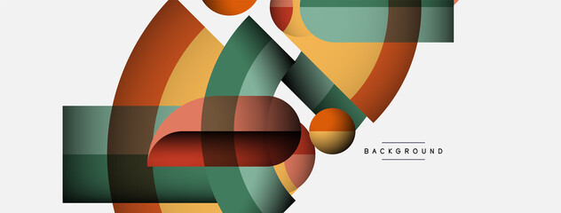 Geometric abstract background. Round shapes, circles, lines composition for wallpaper banner background or landing page