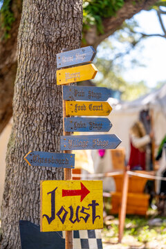 Directional sign at Camelot Days Medieval Festival TY Park Hollywood FL