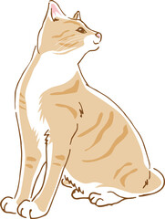振り向いているかわいい猫のイメージイラスト