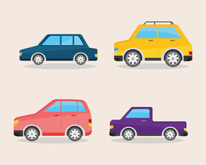 cars vehicles four icons