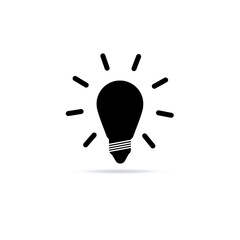 Lightbulb icon for idea or concept in black color on white background 