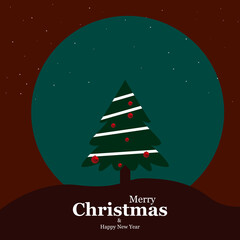 Greeting card concept with the words Merry Christmas. Abstract Christmas tree