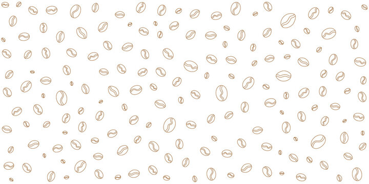 coffee beans seamless light background (pattern) with line coffee beans,  