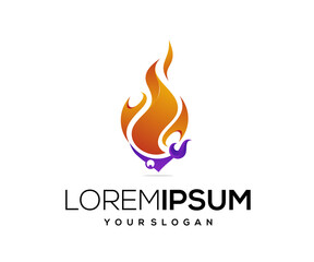 fire fish logo design vector