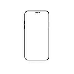 smartphone isolated on white background, Smartphone blank screen, phone mockup
