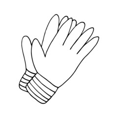 Obraz premium work gloves hand drawn doodle. vector, minimalism, scandinavian, monochrome, nordic. gardening, inventory. sticker, icon.