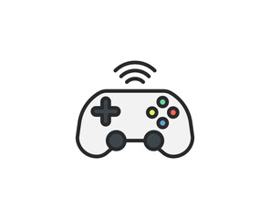 Line Gamepad icon isolated on white background. Outline symbol for website design, mobile application, ui. Electronics pictogram. Vector illustration, editorial stroсk. 