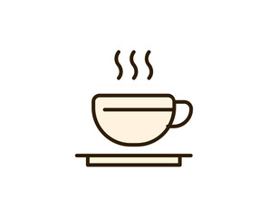 Cup of tea or coffee flat icon. Single high quality outline symbol for web design or mobile app.  Holidays thin line signs for design logo, visit card, etc. Outline pictogram EPS10