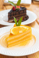 A piece of orange cake.