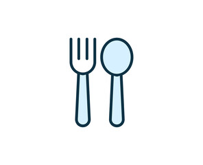 Fork and spoon line icon. High quality outline symbol for web design or mobile app. Thin line sign for design logo. Color outline pictogram on white background