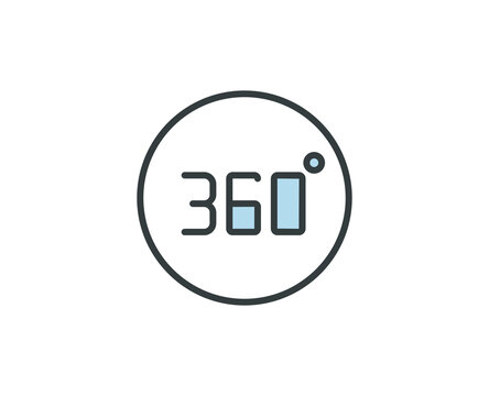 360 premium line icon. Simple high quality pictogram. Modern outline style icons. Stroke vector illustration on a white background. 
