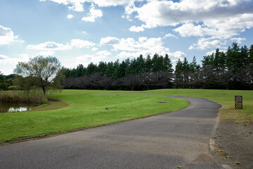 茨城公園の無人芝生と風景