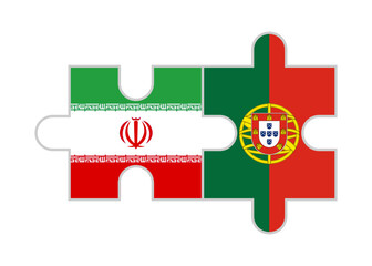 puzzle pieces of iran and portugal flags. vector illustration isolated on white background