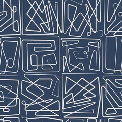 Abstract Minimalist Seamless Pattern with Line Art Creative Hand Drawn Composition. Vector EPS 10