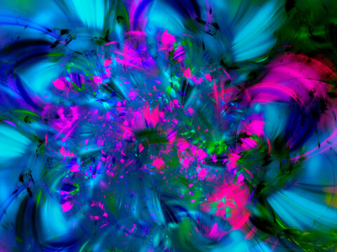 blue and purple abstract fractal background 3d rendering illustration © panzer25