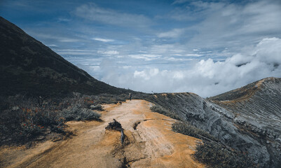 Beautiful view at the top of mount Ijen Banyuwangi Indonesia.