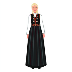 Woman in folk national Canadian costume. Vector illustration