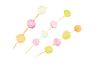 年賀状素材16: 2022年　透明水彩　飾り玉　手描き 白バック