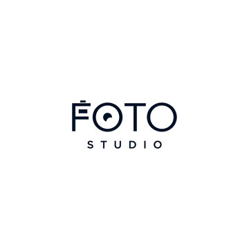 photography logo with camera vector based on text graphic