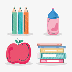 school supplies four icons