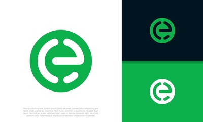 Initials E logo design. Initial Letter Logo. Innovative high tech logo template.	
