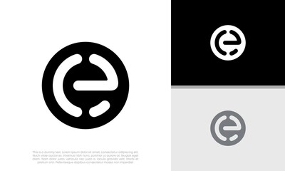 Initials E logo design. Initial Letter Logo. Innovative high tech logo template.	
