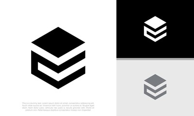 Initials E logo design. Initial Letter Logo. Innovative high tech logo template.	
