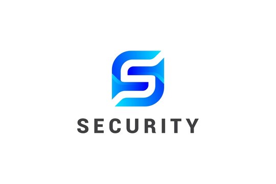 Letter S 3d blue color creative technological security logo