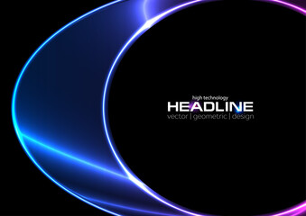 Futuristic technology abstract background with glowing neon ellipse. Vector design