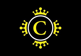 Colorful of letter C with crown