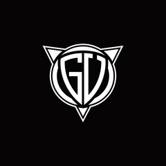 GU Logo monogram isolated with circle shape and three arrow design template