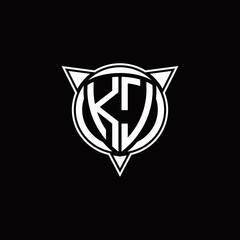 KJ Logo monogram isolated with circle shape and three arrow design template
