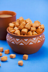 Shakkarpara or shankarpali or shankarpale is square shape Traditional homemade indian maharashtrian sweet snack food, prepared in diwali festival in india.