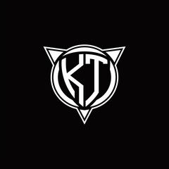 KT Logo monogram isolated with circle shape and three arrow design template
