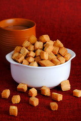 Shakkarpara or shankarpali or shankarpale is square shape Traditional homemade indian maharashtrian sweet snack food, prepared in diwali festival in india.