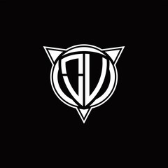 OV Logo monogram isolated with circle shape and three arrow design template