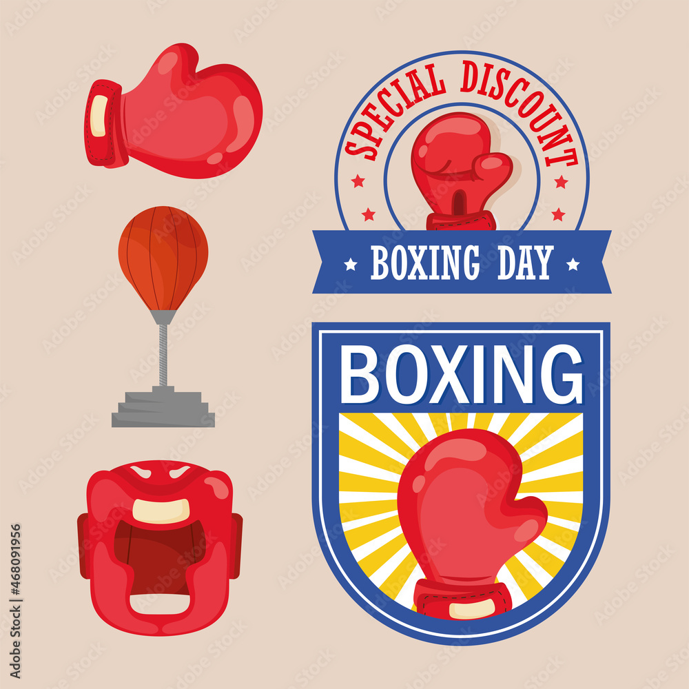 Poster five boxing day icons