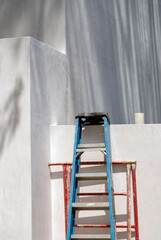 Freshly plastered exterior walls on a construction site